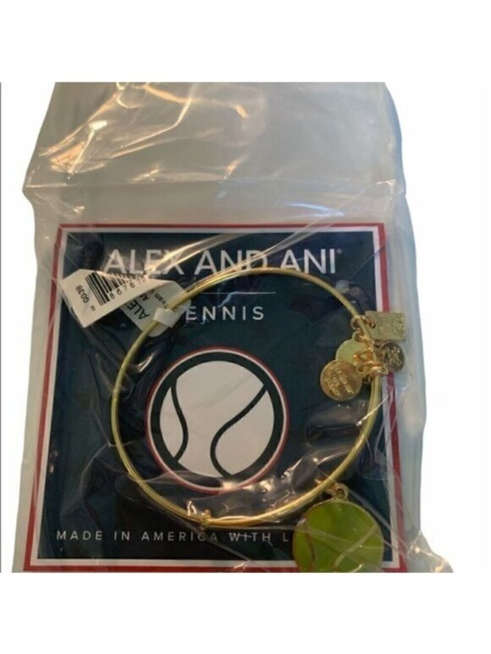 Alex and Ani Team USA Tennis Gold Adjustable Charm Bangle Bracelet‎ NWT